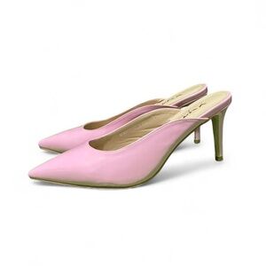 XYD Pink Pointed-Toe Backless Kitten Heels